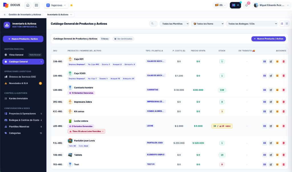 General Product & Asset Catalog